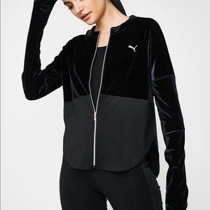 Puma faux velvet and sports fabric jacket with rose gold details